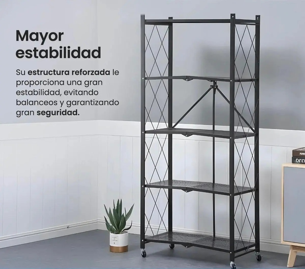 Estanteria plegable 5 niveles con ruedas