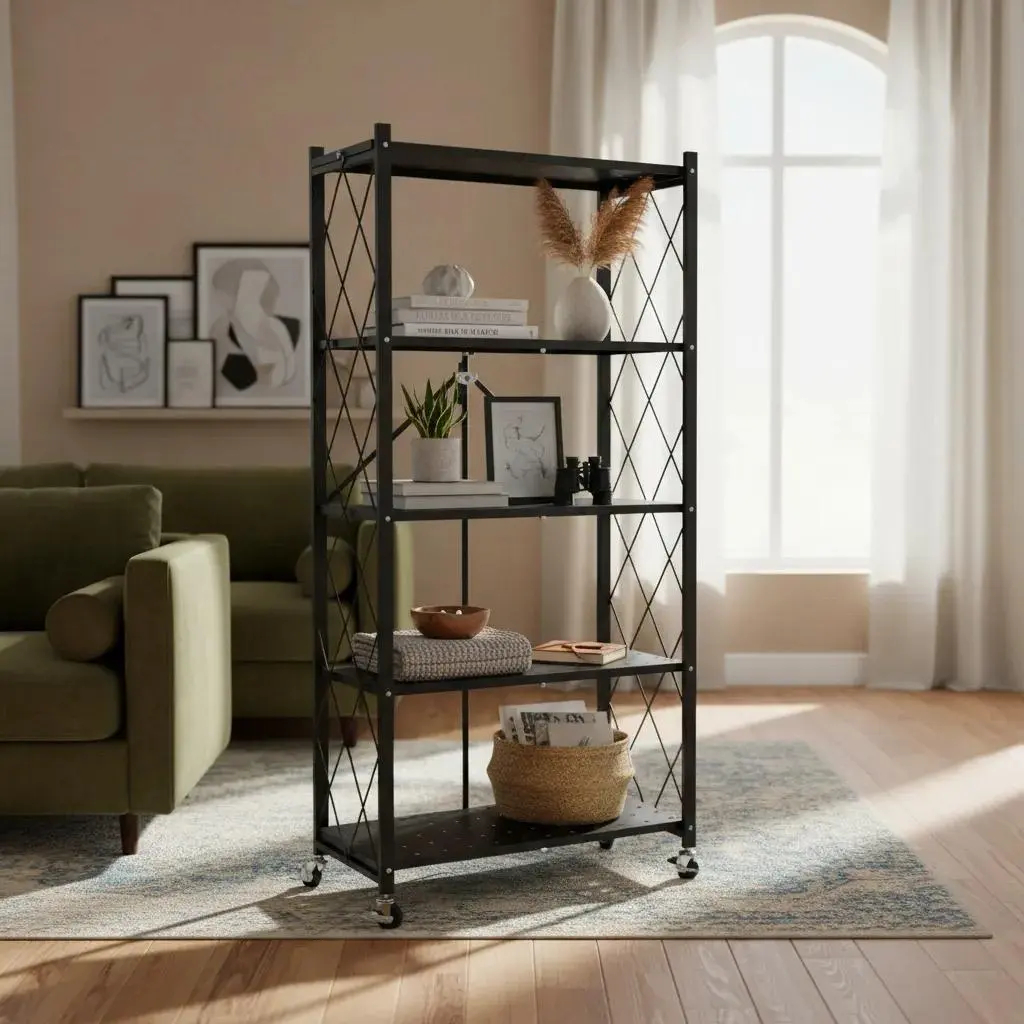 Estanteria plegable 5 niveles con ruedas