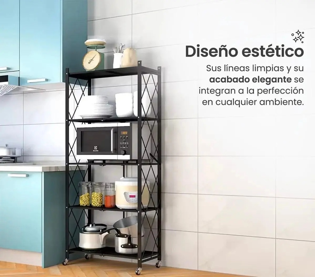 Estanteria plegable 5 niveles con ruedas