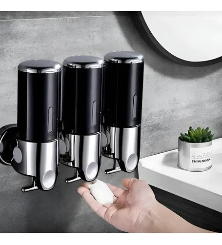 DISPENSER DE JABON TRIPLE PLATEADO 