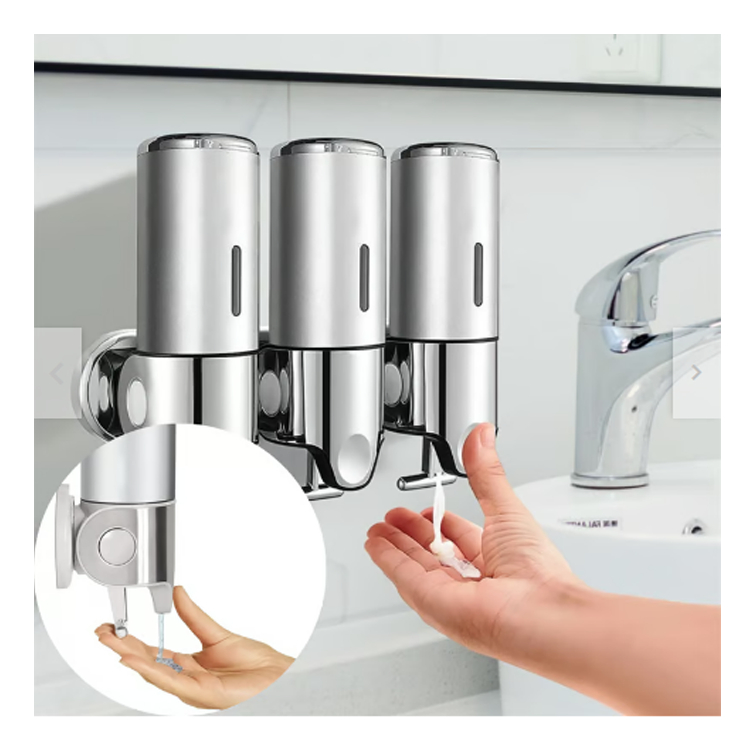 Dispenser Triple Recargable De Pared Shampo Jabon 500 Ml