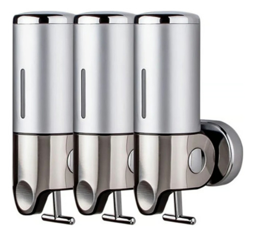 DISPENSER DE JABON TRIPLE PLATEADO