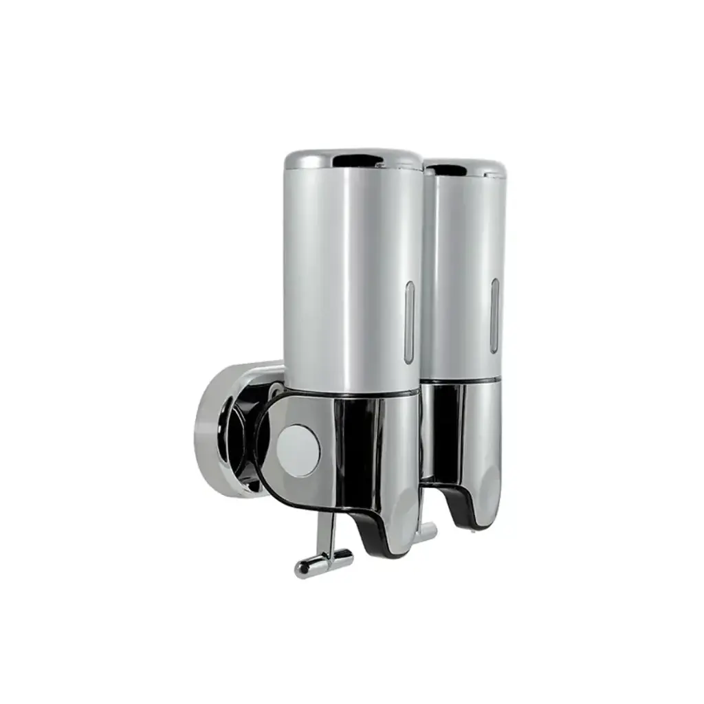 DISPENSER DE JABON DOBLE PLATEADO