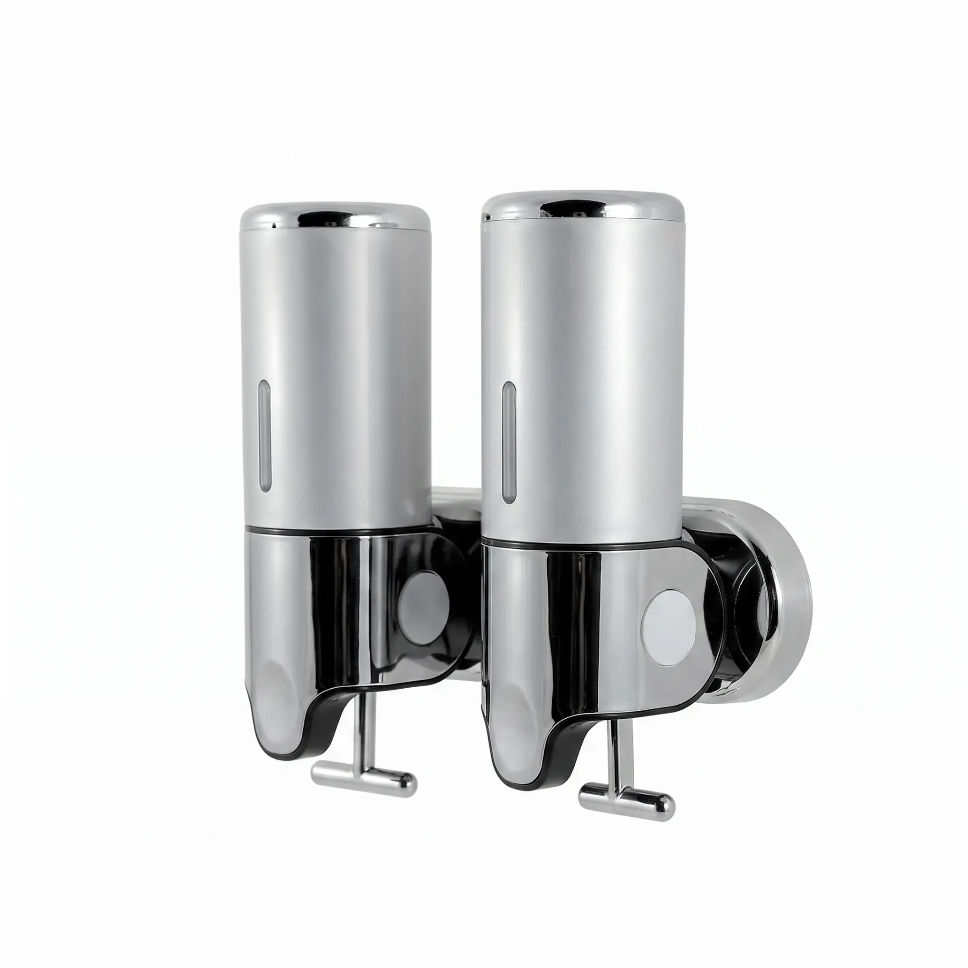 [BAZ.06068] DISPENSER DE JABON DOBLE PLATEADO