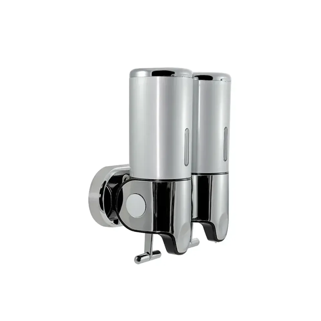 DISPENSER DE JABON DOBLE PLATEADO