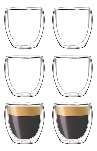 Vaso taza doble vidrio x6